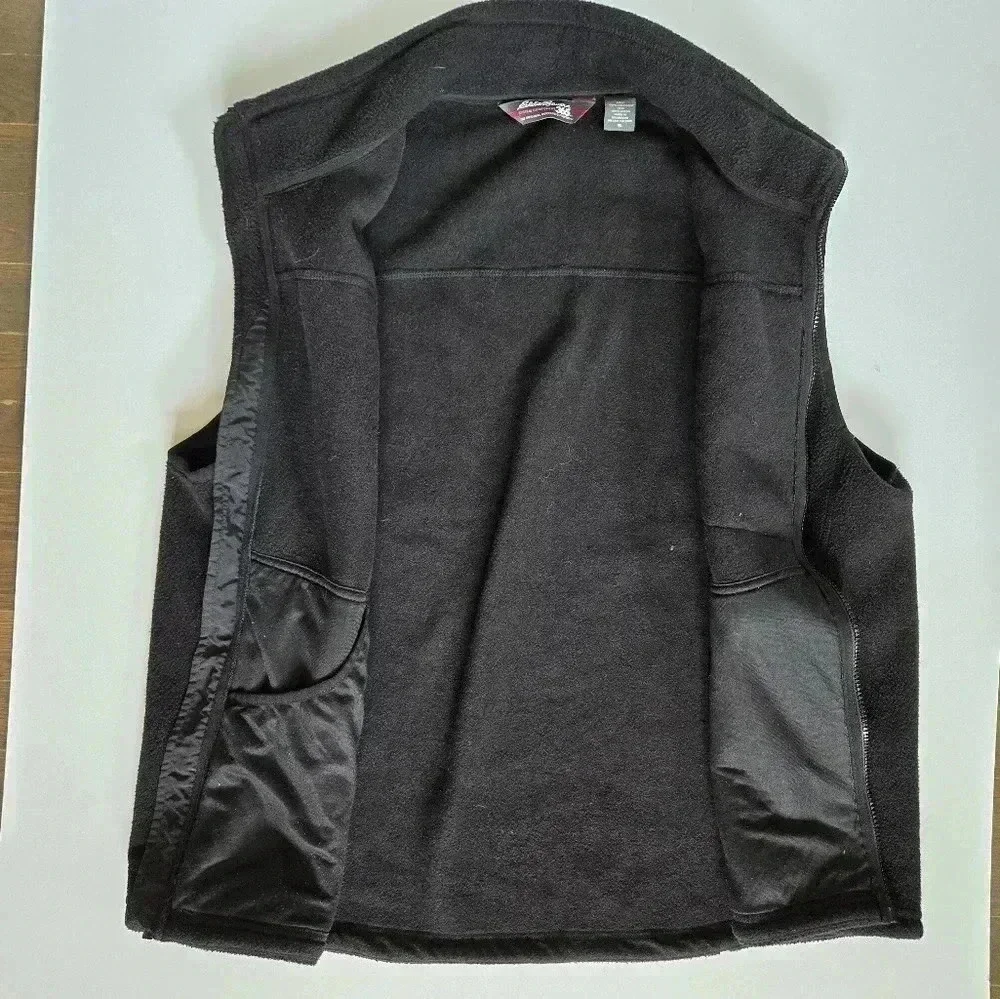 Eddie Bauer 365 mens fleece black full zip outdoor vest size XL